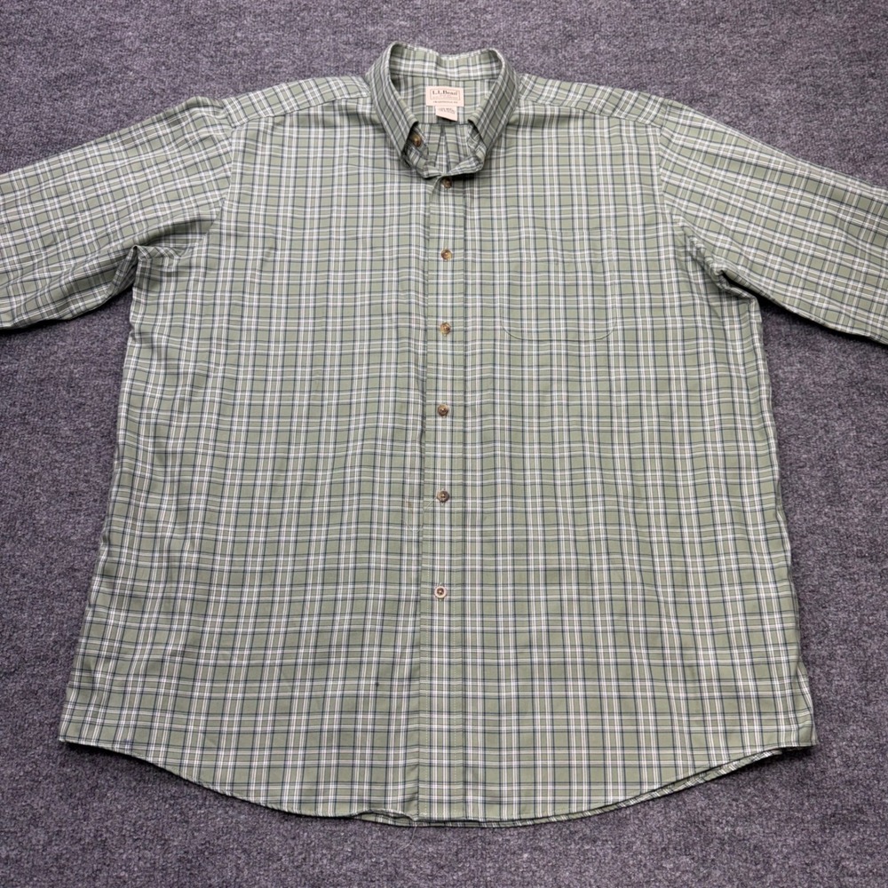LL Bean Mens XL Green Plaid Traditional Fit Cotton Button Down Shirt 503307 - Picture 2 of 8